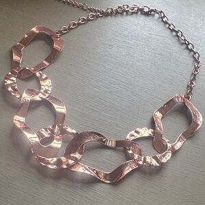 Rose Gold Textured Link Necklace - Women Jewelry